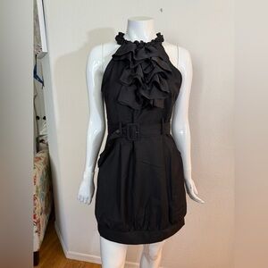 Forever 21 Black One-Shoulder Ruffle Belted Dress